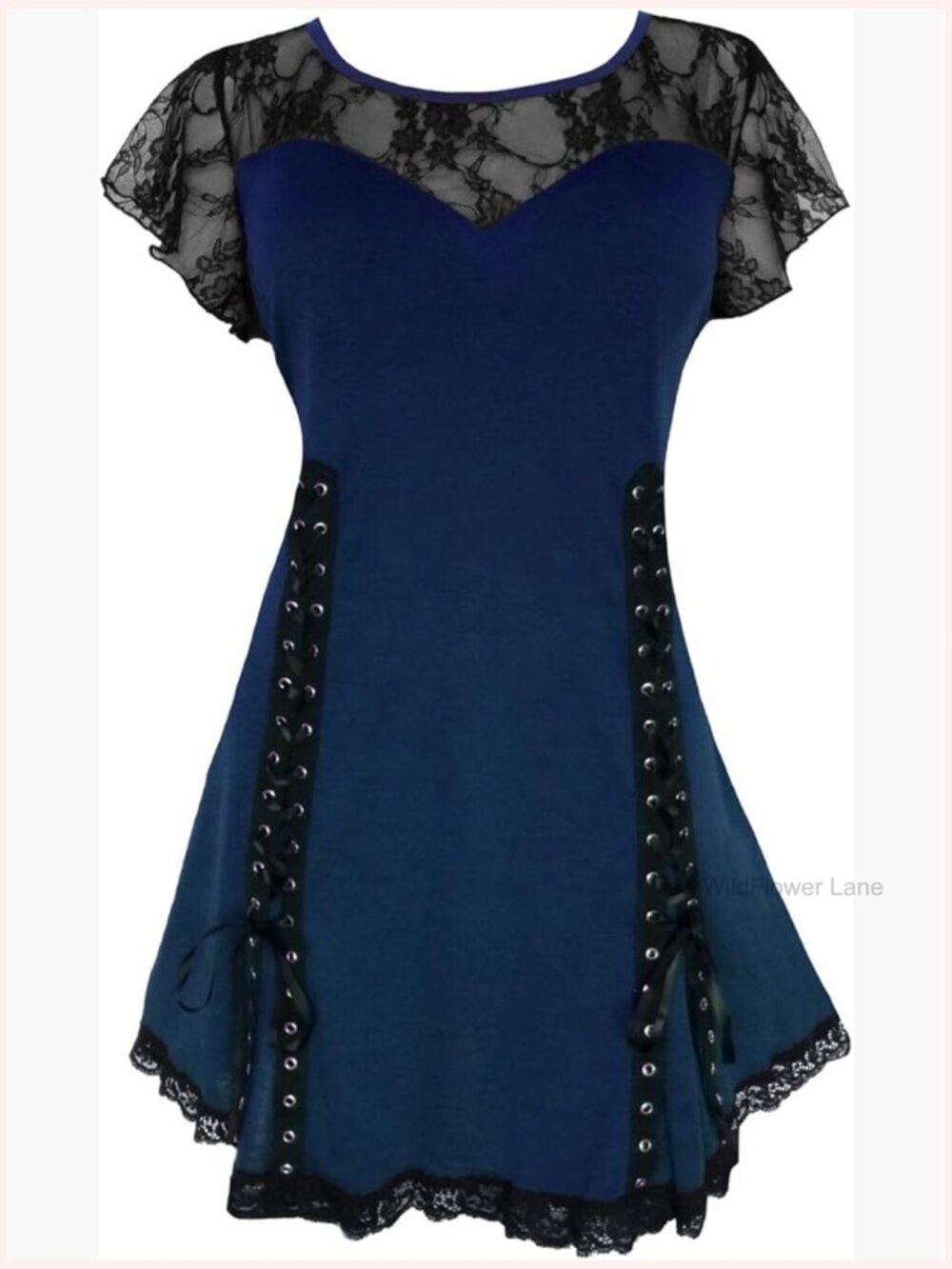 Plus Size Victorian Gothic Boho Corset Top Lace Up Tunic Blouse